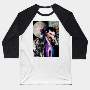 Nikola Tesla Universe 369 Code Science Wolf Baseball T-Shirt